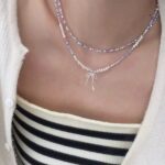 Pearl Crystal Bow Necklace For Women - Image 2