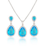 Bright Big Zircon Water Drops Necklace Eardrops Suit Bride Wedding Jewelry Simple Graceful - Image 8