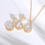 Bright Big Zircon Water Drops Necklace Eardrops Suit Bride Wedding Jewelry Simple Graceful - Image 3