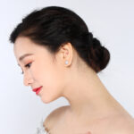Ladies round zircon earrings - Image 2