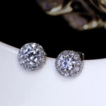 Ladies round zircon earrings - Image 5