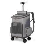 Portable Folding Trolley Pet Backpack Traveling Cat Backpack With Universal Wheel Trolley Pet Bag - Image 4