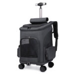 Portable Folding Trolley Pet Backpack Traveling Cat Backpack With Universal Wheel Trolley Pet Bag - Image 5