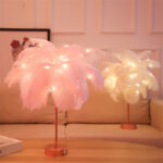 Remote Control Feather Table Lamp USB Battery Power - Image 2