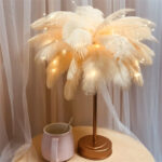 Remote Control Feather Table Lamp USB Battery Power - Image 4