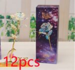 24K Luminous Color Gold Rose Flower Set - Image 5