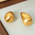 Simple Titanium Steel Gold Plated Water Drop Ear Studs Women - Image 7