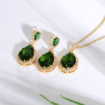 Bright Big Zircon Water Drops Necklace Eardrops Suit Bride Wedding Jewelry Simple Graceful - Image 2