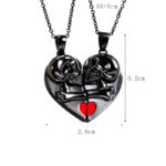 Punk Retro Skull Pendant Halloween Necklace Heart-shaped Magnetic Stitching Love Skull Couple Necklace - Image 5