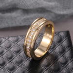 Simple Golden Sliver Rhinestones Ring Copper Plated RIngs Fashion Jewellery - Image 6