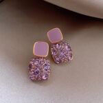Rhinestone Cube Earrings Ins Fashion Temperament Geometric Earrings - Image 6