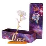 24K Luminous Color Gold Rose Flower Set