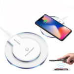 New Wireless Charging Dock Charger Crystal Round Charging Pad With Receiver For A-pple For Sanxing - Image 5