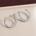 Women's C-shaped Stud Earrings With Rhinestones Fashion Zircon Simple Earrings - Image 4
