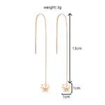 Gold Long Fringed Copper Hexagram Micro-set Zircon Ear Clip Ear Wire - Image 8