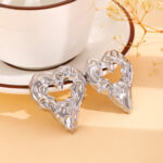 New Pleated Lava Hollow Heart-shaped Earrings Personality Exaggerated Love Earrings For Women Valentine's Day Jewelry - Image 9