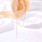 Gold Long Fringed Copper Hexagram Micro-set Zircon Ear Clip Ear Wire - Image 4