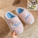 Cute Cartoon Cotton Slippers Thick Bottom Home Slippers Fashion Floor Bedroom Slipper Women Men Couples Warm House Shoes