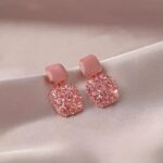 Rhinestone Cube Earrings Ins Fashion Temperament Geometric Earrings - Image 5