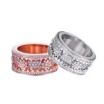 Ins European And American Titanium Steel Carving Inlaid Full Diamond Gear Ring - Image 4