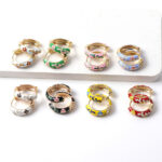 Enamel Earrings Burnt Blue Flower Women's Earrings - Image 2