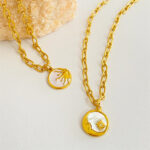 Retro Three-dimensional Sun Moon Round Coin Necklace - Image 3