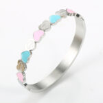 New Fashion Three-color Heart-shaped Bracelet Titanium Steel 18K Gold Plating College Style Female Bracelet - Image 5