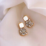 Rhinestone Cube Earrings Ins Fashion Temperament Geometric Earrings - Image 3