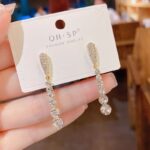 Sterling Silver Needle High-grade Long Rhinestone Tassel Earrings - Image 3