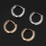 Hip Hop Hoop Earrings Four Row Micro Setting - Image 9