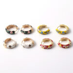 Enamel Earrings Burnt Blue Flower Women's Earrings - Image 3