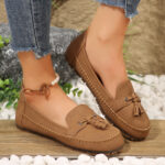 Women's Round Head Loafers Fashion Non-slip Soft Comfortable Flats Shoes - Image 3