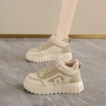 Breathable High-top White Shoes For Women Versatile Chunky-soled Athletic-casual Style - Image 3