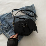 Heart Shape Bag Strap Design Bat Wings One Shoulder Crossbody Bag - Image 9