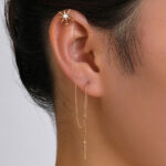 Gold Long Fringed Copper Hexagram Micro-set Zircon Ear Clip Ear Wire - Image 2
