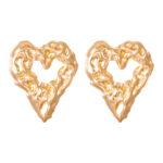 New Pleated Lava Hollow Heart-shaped Earrings Personality Exaggerated Love Earrings For Women Valentine's Day Jewelry - Image 5