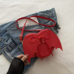 Heart Shape Bag Strap Design Bat Wings One Shoulder Crossbody Bag - Image 8