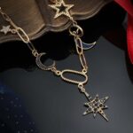 Fashion Jewelry Copper-plated Real Gold Necklace Fashion Design Star And Moon Rhinestone Alloy Necklace - Image 3