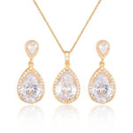 Bright Big Zircon Water Drops Necklace Eardrops Suit Bride Wedding Jewelry Simple Graceful - Image 10