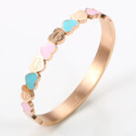 New Fashion Three-color Heart-shaped Bracelet Titanium Steel 18K Gold Plating College Style Female Bracelet - Image 7