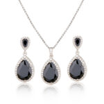 Bright Big Zircon Water Drops Necklace Eardrops Suit Bride Wedding Jewelry Simple Graceful - Image 7