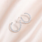 Women's C-shaped Stud Earrings With Rhinestones Fashion Zircon Simple Earrings - Image 5