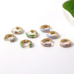 Enamel Earrings Burnt Blue Flower Women's Earrings