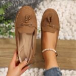 Women's Round Head Loafers Fashion Non-slip Soft Comfortable Flats Shoes - Image 9