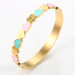 New Fashion Three-color Heart-shaped Bracelet Titanium Steel 18K Gold Plating College Style Female Bracelet - Image 6