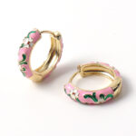 Enamel Earrings Burnt Blue Flower Women's Earrings - Image 7