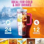 40 Oz Tumbler With Handle Straw Insulated, Stainless Steel Spill Proof Vacuum Coffee Cup Tumbler With Lid Tapered Mug Gifts For Valentine Lover Suitable For Car Gym Office Travel - Image 3