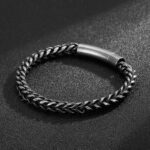 Men's Stainless Steel Round Mill Simple Fashion Titanium Steel Vintage Bracelet - Image 2