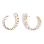 Women's C-shaped Stud Earrings With Rhinestones Fashion Zircon Simple Earrings - Image 7