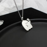 Stainless Steel Cute Ghost Couple Necklace Kawaii Animal Cat Pendant Necklace Lovers Friendship Jewelry Gifts - Image 2